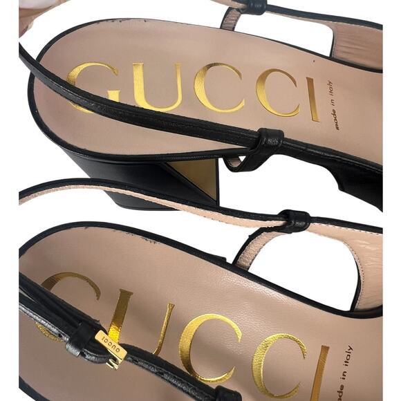 Gucci Baby Horsebit Slingback Pumps Black Leather Size 41 - Picture 13 of 16